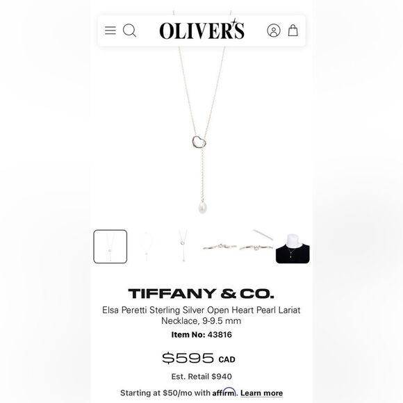 Michael Hill Sterling Silver Open Heart Pearl Lariat Necklace - Picture 8 of 8